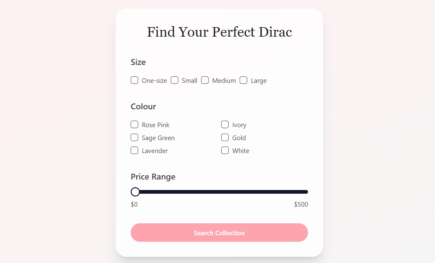 Udgoon filter interface showing elegant product filtering options