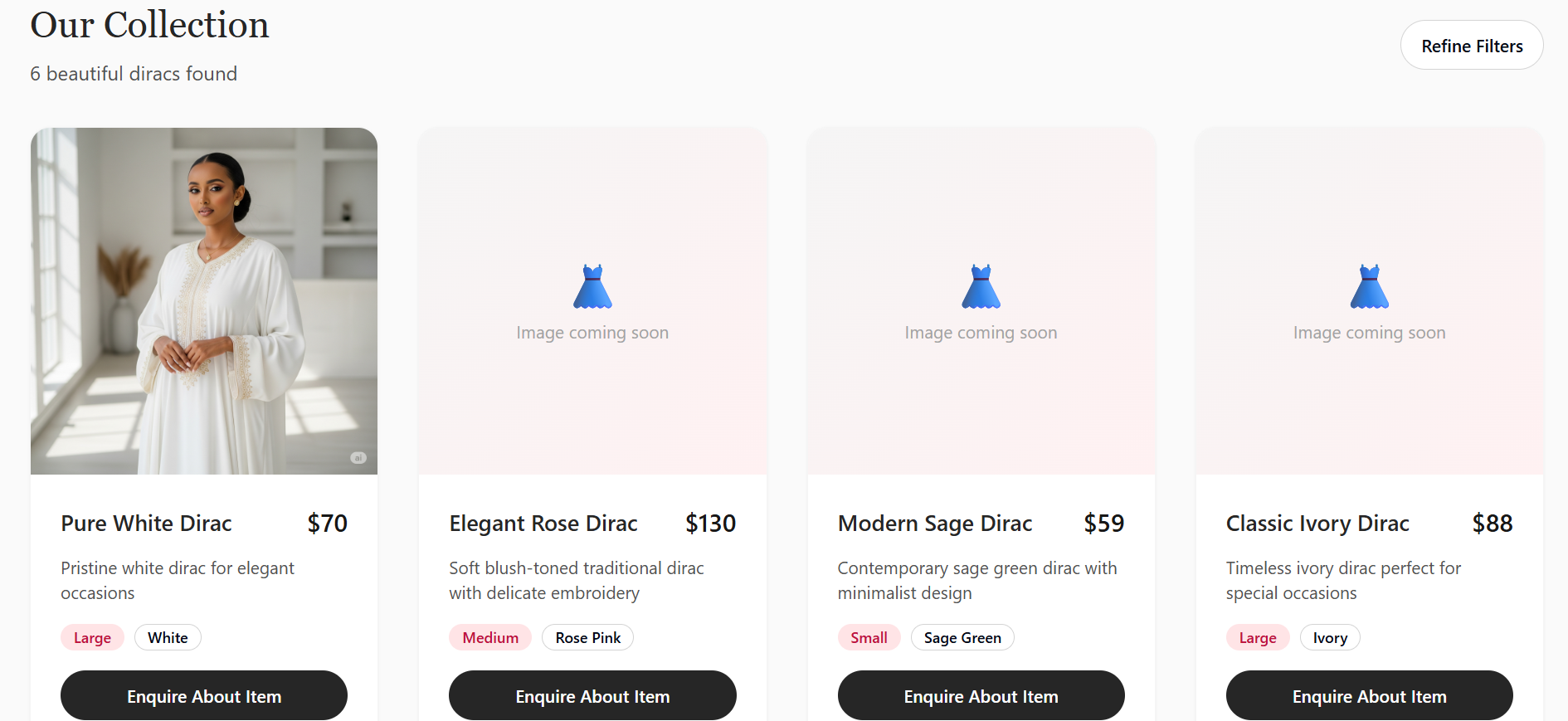 Udgoon product catalogue showcasing curated dirac collection